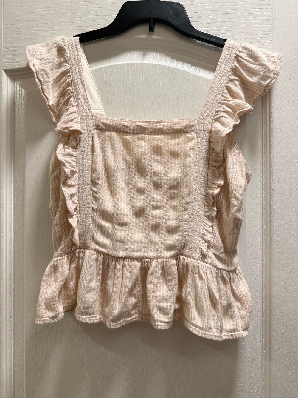Women's Ruffle Square-Neck Top Beige